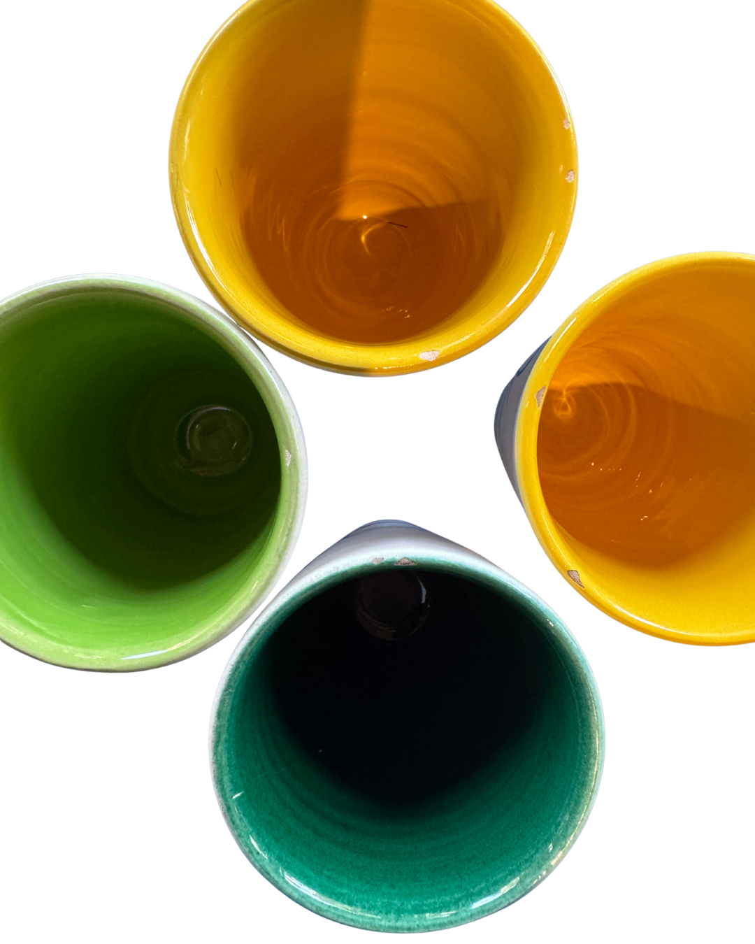 Details from 4 of 8 gobelets inside colours