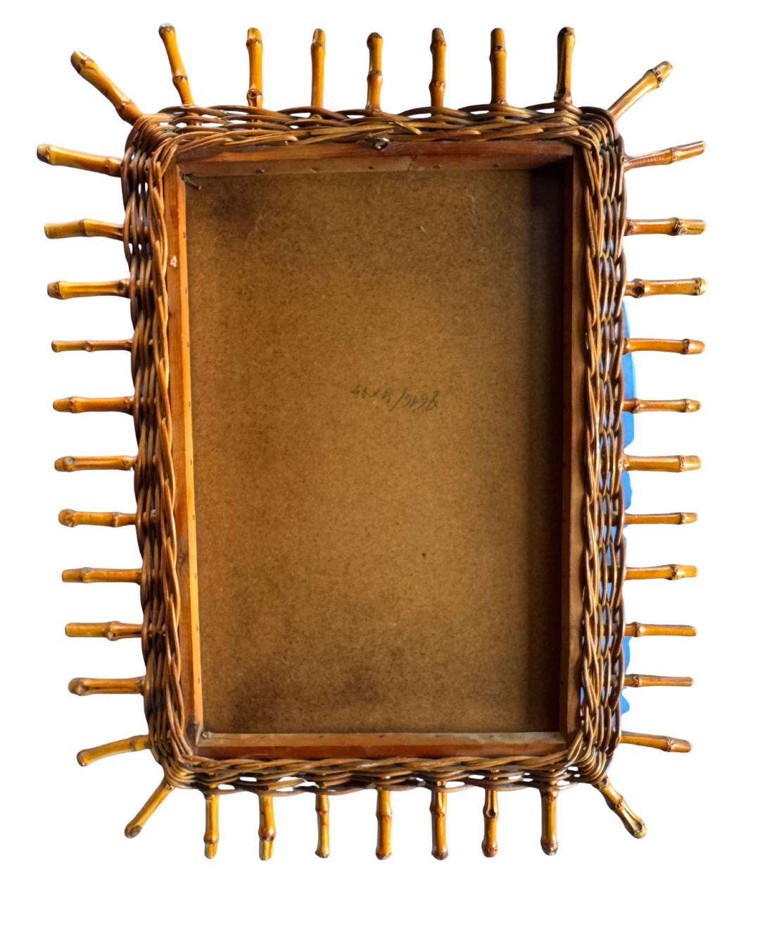 Woven Bamboo Mirror | Starburst Frame | c. 1960s