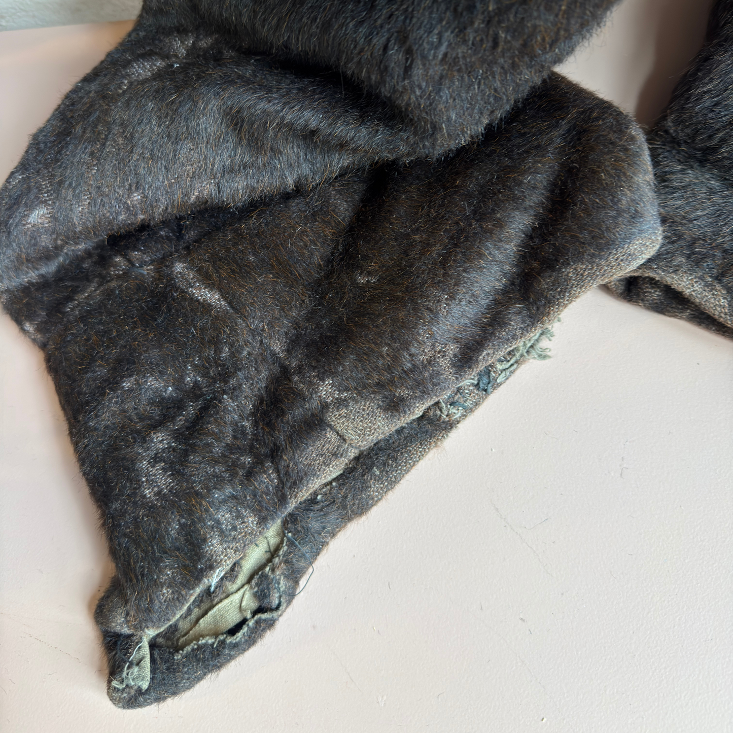 bear suit showing original cotton lining and hand-stitched seams