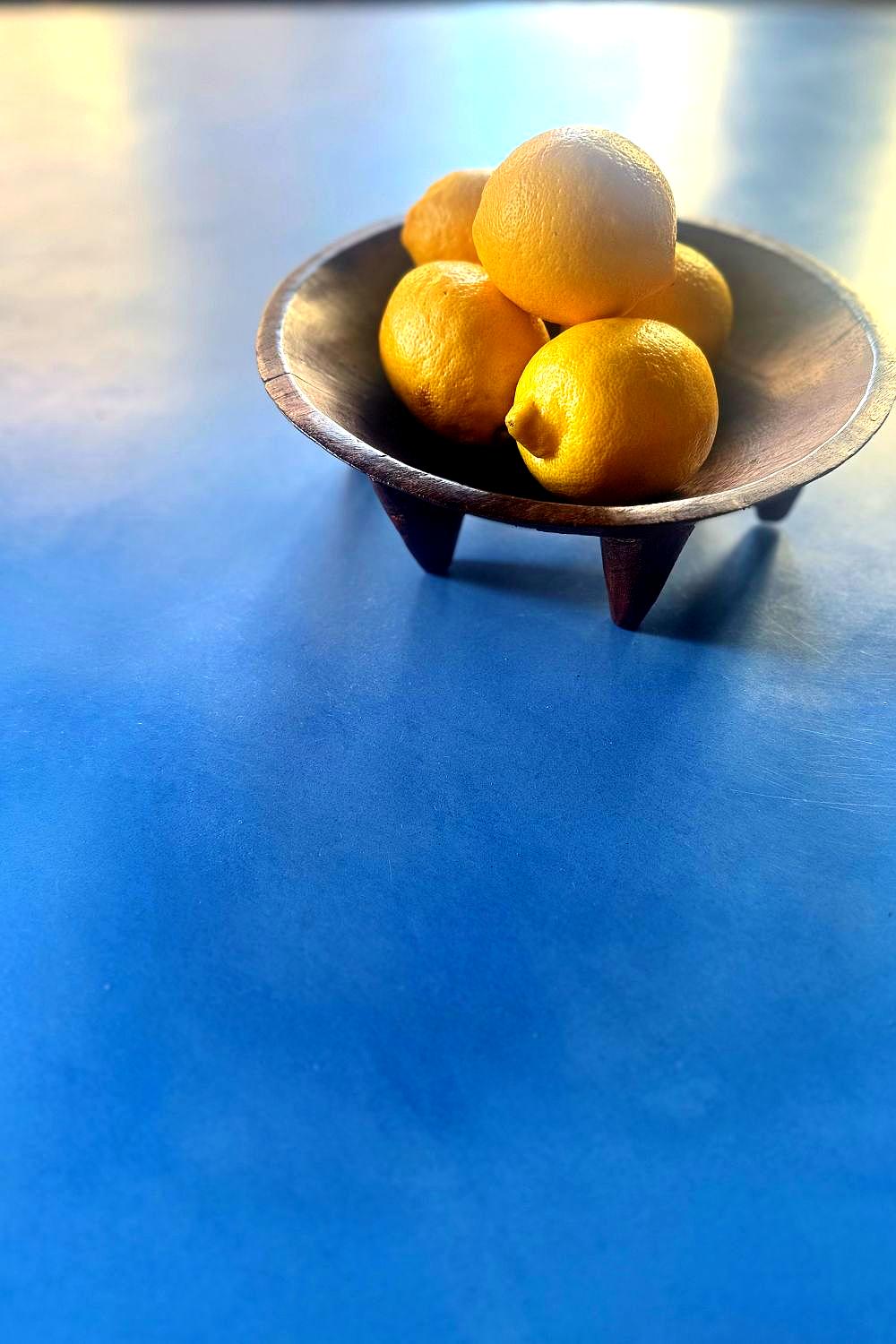 Authentic vintage Fijian tanoa bowl decorated with tropical fruits