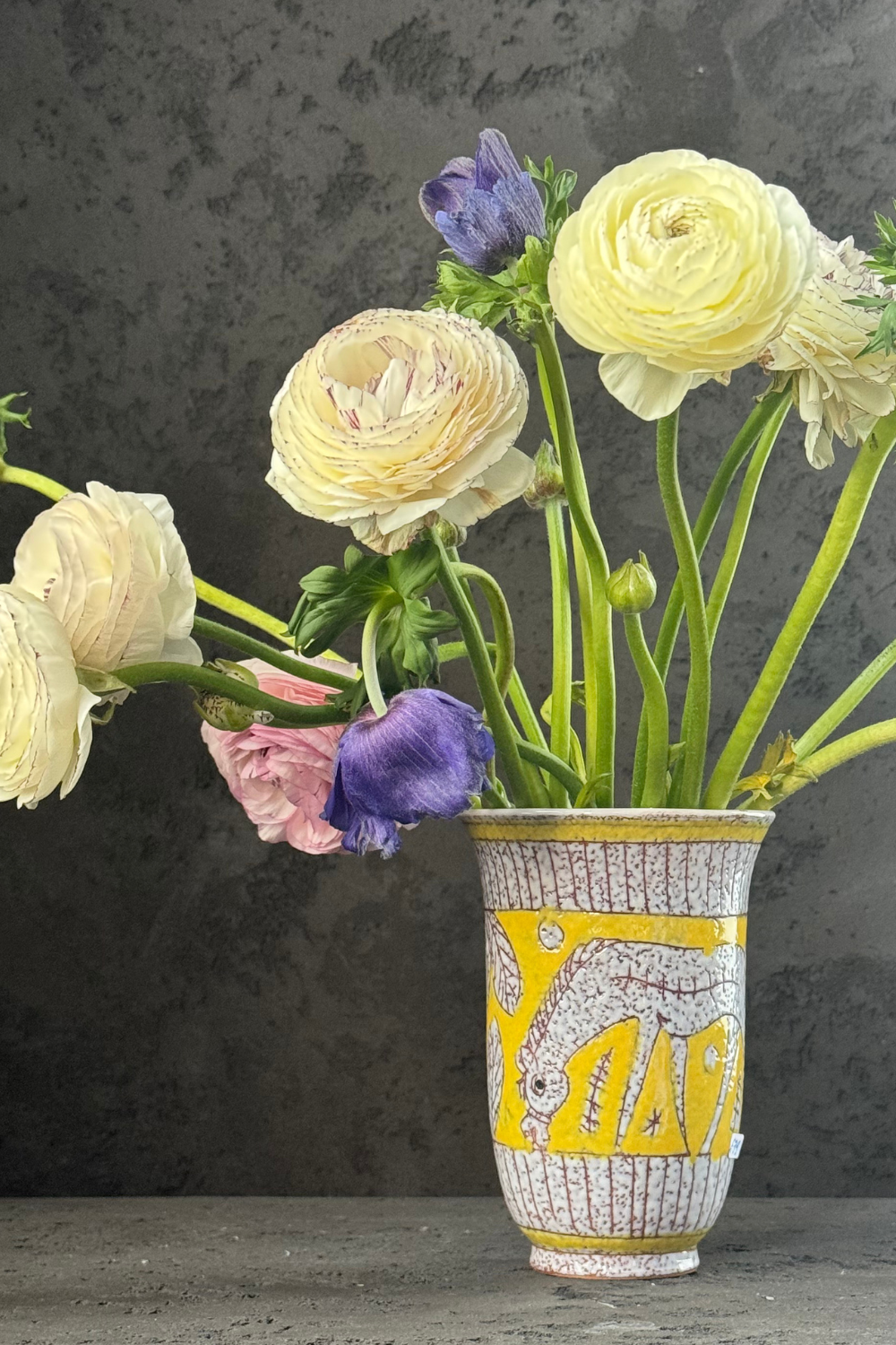 Vintage Fratelli Fanciullacci ceramic vase, yellow Italian pottery, 1960s mid-century design