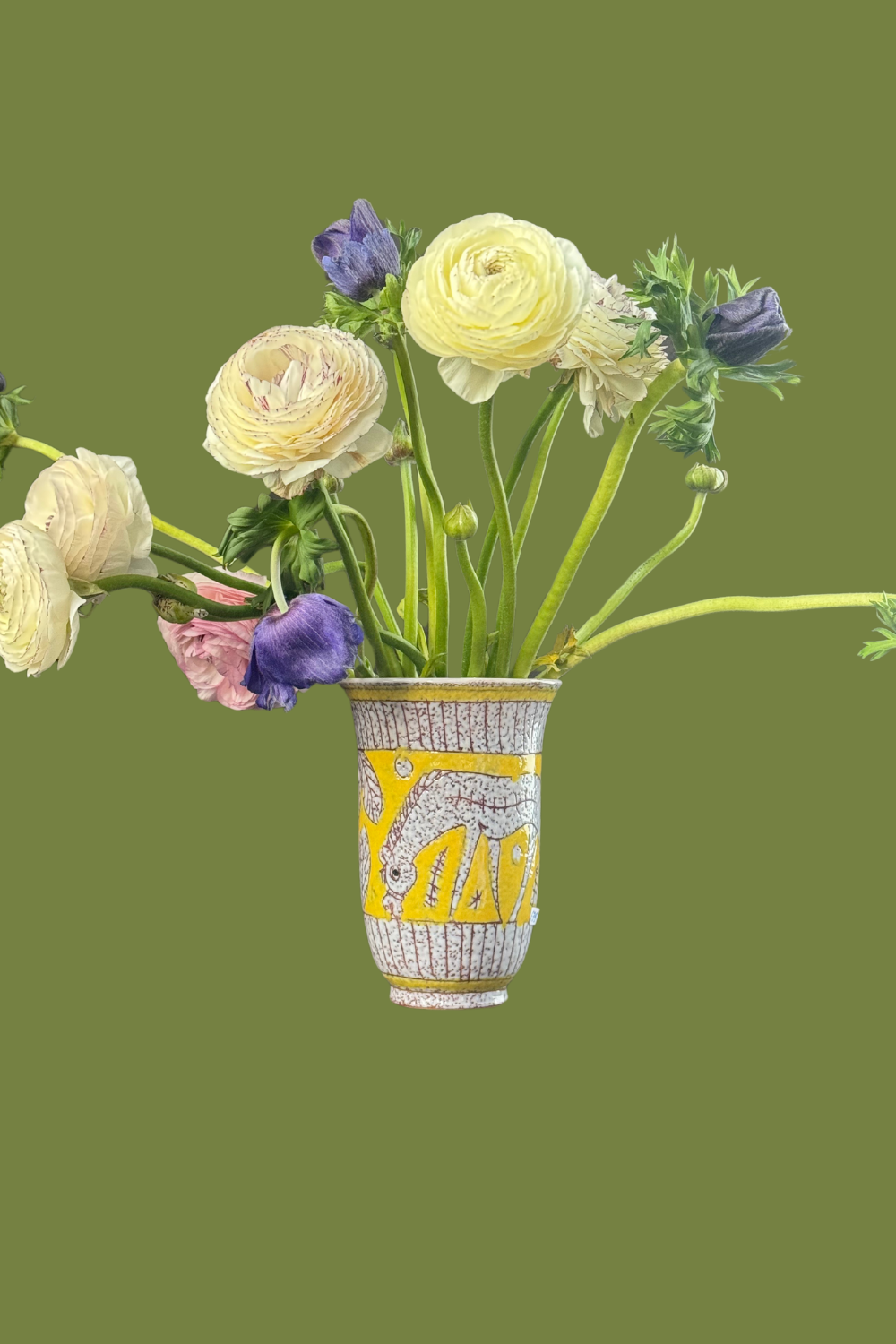 Vintage Fratelli Fanciullacci ceramic vase, yellow Italian pottery, 1960s mid-century design"